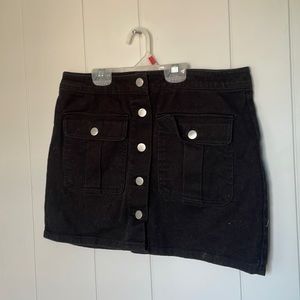 Black denim mini skirt